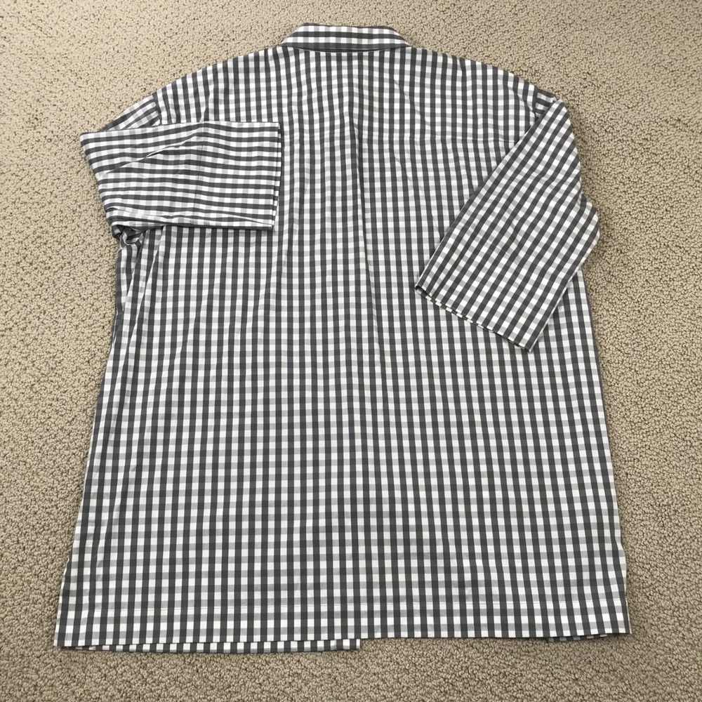 Lafayette 148 New York Grey Gingham Oversized Button Up Shirt XL Cotton Blend - Picture 3 of 8